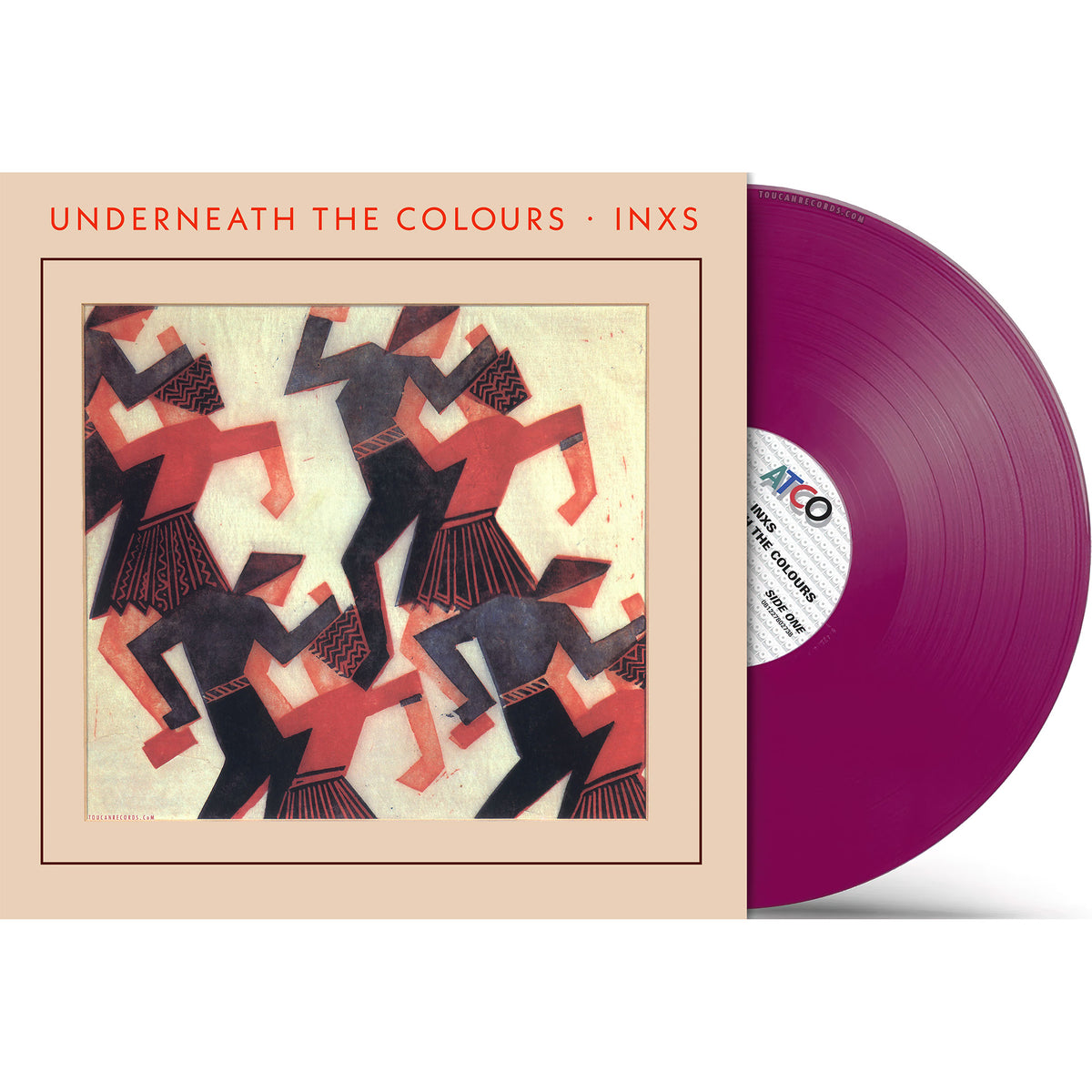INXS Underneath the Colours packshot of the Rocktober limited edition grape purple colored vinyl LP featuring Stay Young