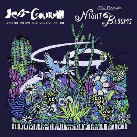 Jeff Goldblum Night Blooms album cover for the black vinyl LP featuring "Misty" and "If I Only Had A Brain". Guest features include Ariana Grande, Charlie Puth, Cynthia Erivo and Scarlett Johansson.