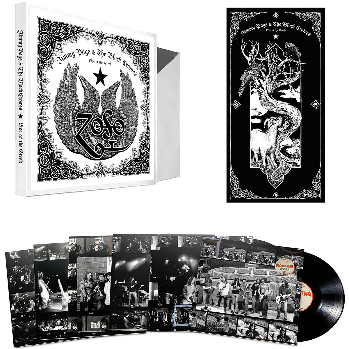 Jimmy Page, Black Crowes, Live At The Greek, packshot, 6 LP, Box Set, box cover, album cover, vinyl, six lp, zoso, poster, previously unreleased tracks,