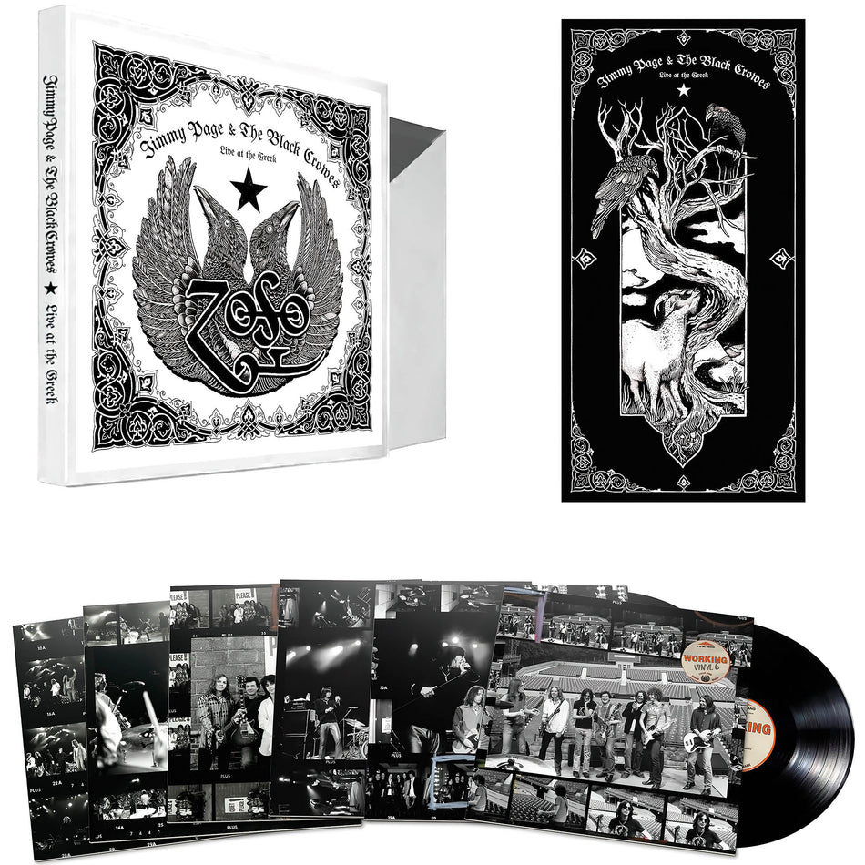 Jimmy Page, Black Crowes, Live At The Greek, packshot, 6 LP, Box Set, box cover, album cover, vinyl, six lp, zoso, poster, previously unreleased tracks,