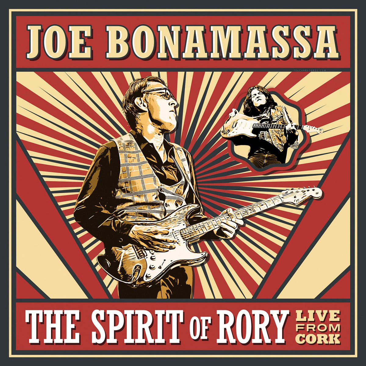 Joe Bonamassa The Spirit Of Rory Live From Cork 2LP vinyl record album cover art for the red marbled 180g gatefold release