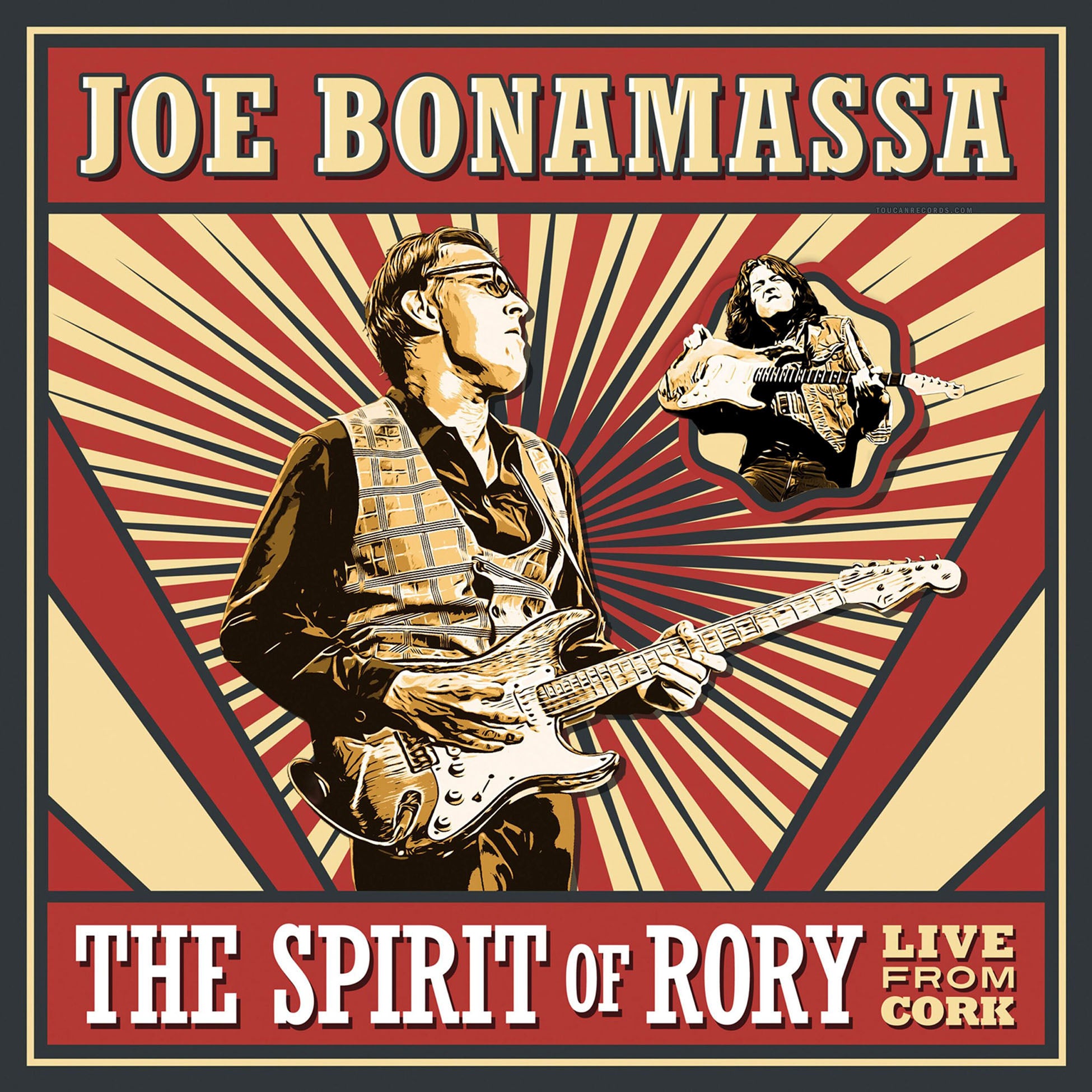 Joe Bonamassa The Spirit Of Rory Live From Cork 2LP vinyl record album cover art for the red marbled 180g gatefold release