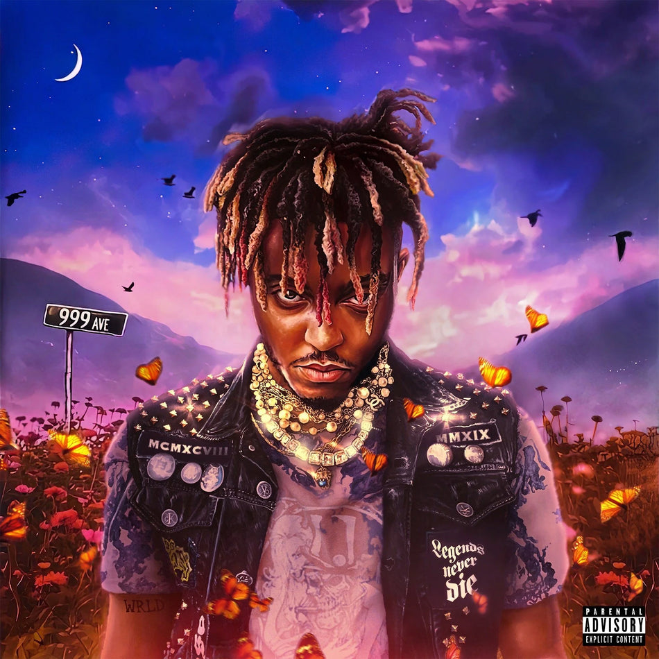 Juice WRLD - Legends Never Die album cover, 2LP limited edition eternal purple vinyl, 5-year anniversary edition in a gatefold jacket
