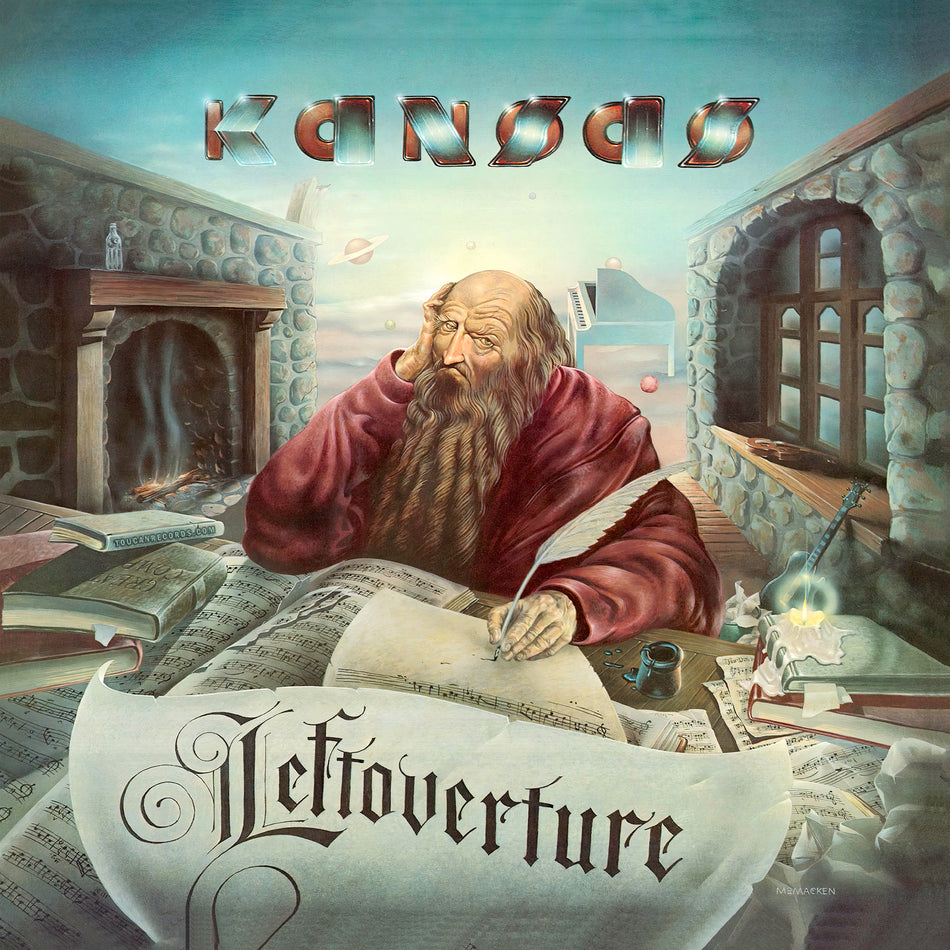 Kansas Leftoverture album cover for 50th Anniversary limited edition gold colored vinyl LP featuring classic progressive rock
