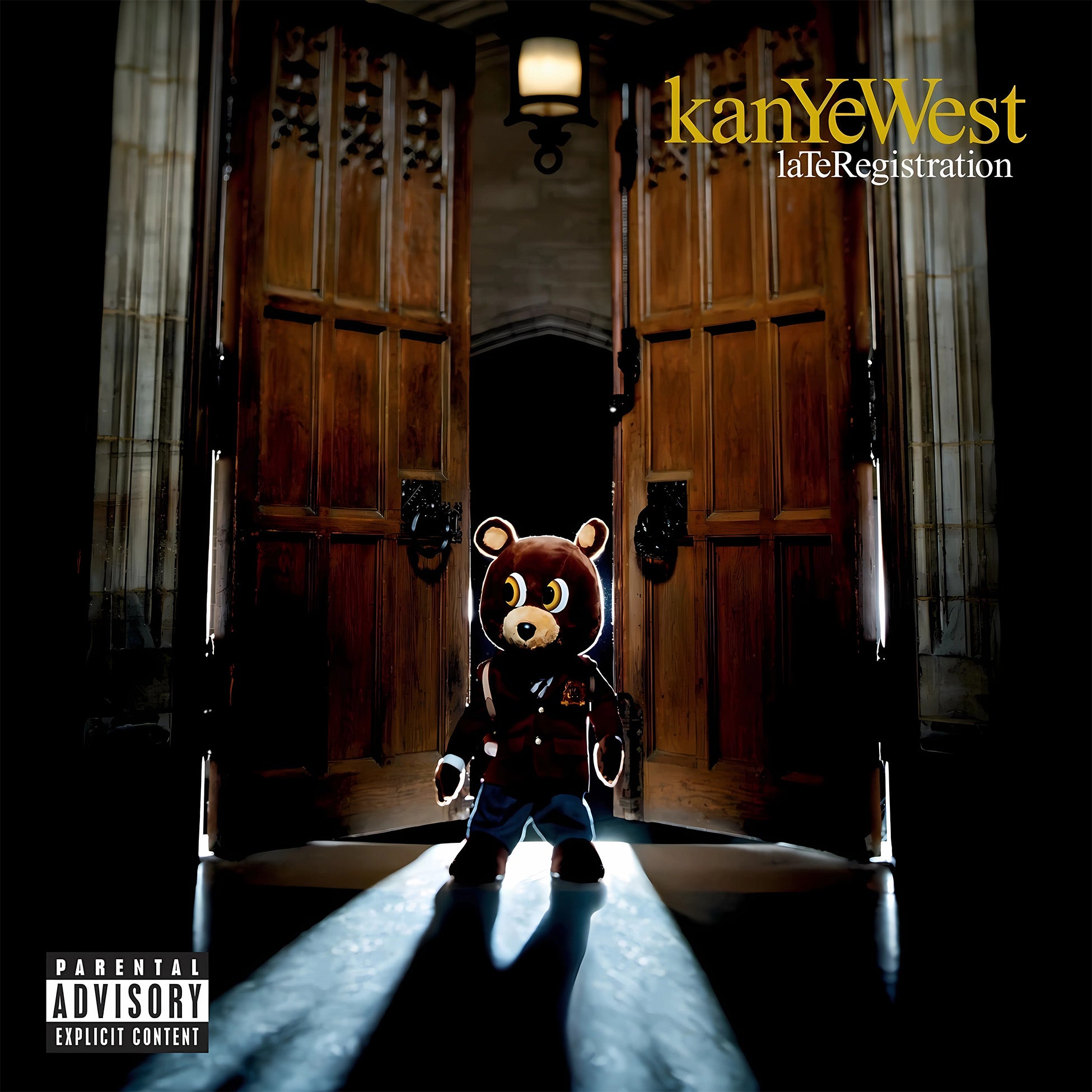 Kanye West - Late Registration album cover, black vinyl 2LP, Grammy-winning 2005 hip hop album