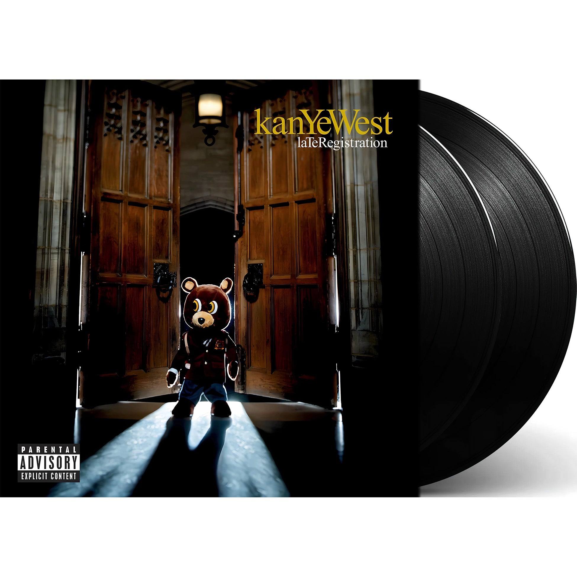 Kanye West - Late Registration packshot, black vinyl double LP pressing, 2005 hip hop classic
