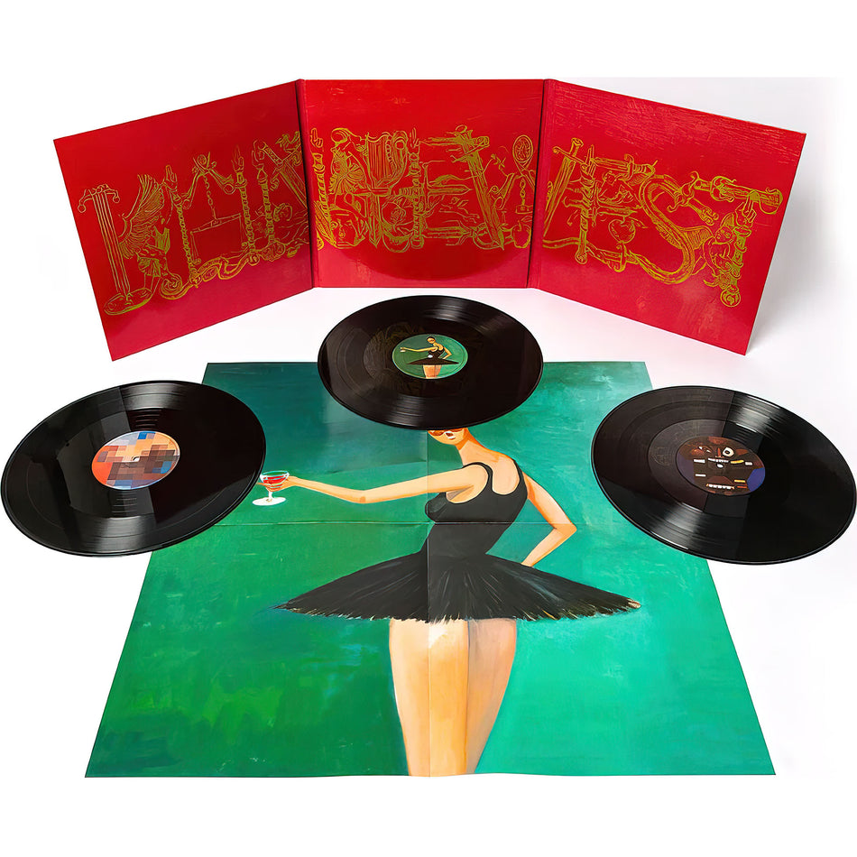 Kanye West, My Beautiful Dark Twisted Fantasy, 3 LP, Die-cut Gatefold, Poster, cover art, cover, album, vinyl, packshot