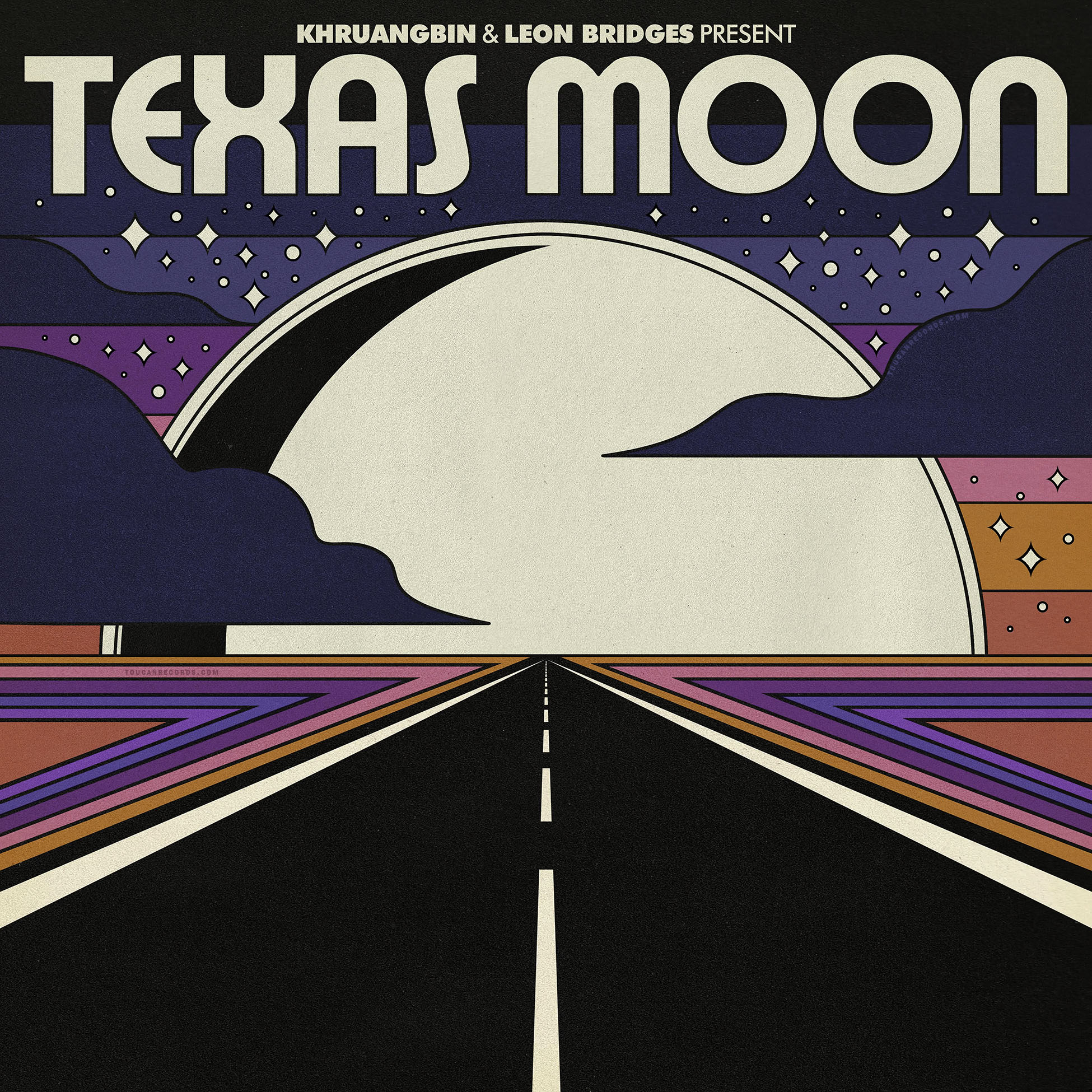 Khruangbin & Leon Bridges - Texas Moon EP album cover, psychedelic soul vinyl at ToucanRecords.com