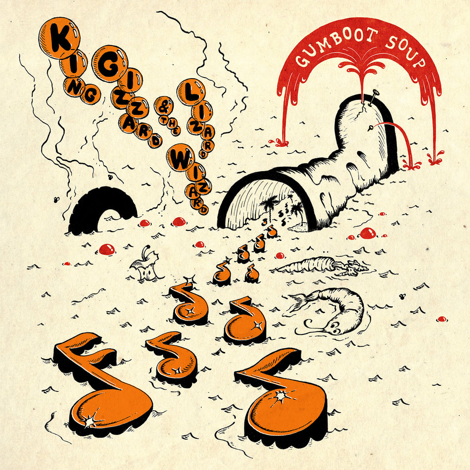 King Gizzard And The Lizard Wizard - Gumboot Soup album cover, orange splatter vinyl edition, experimental psych-rock
