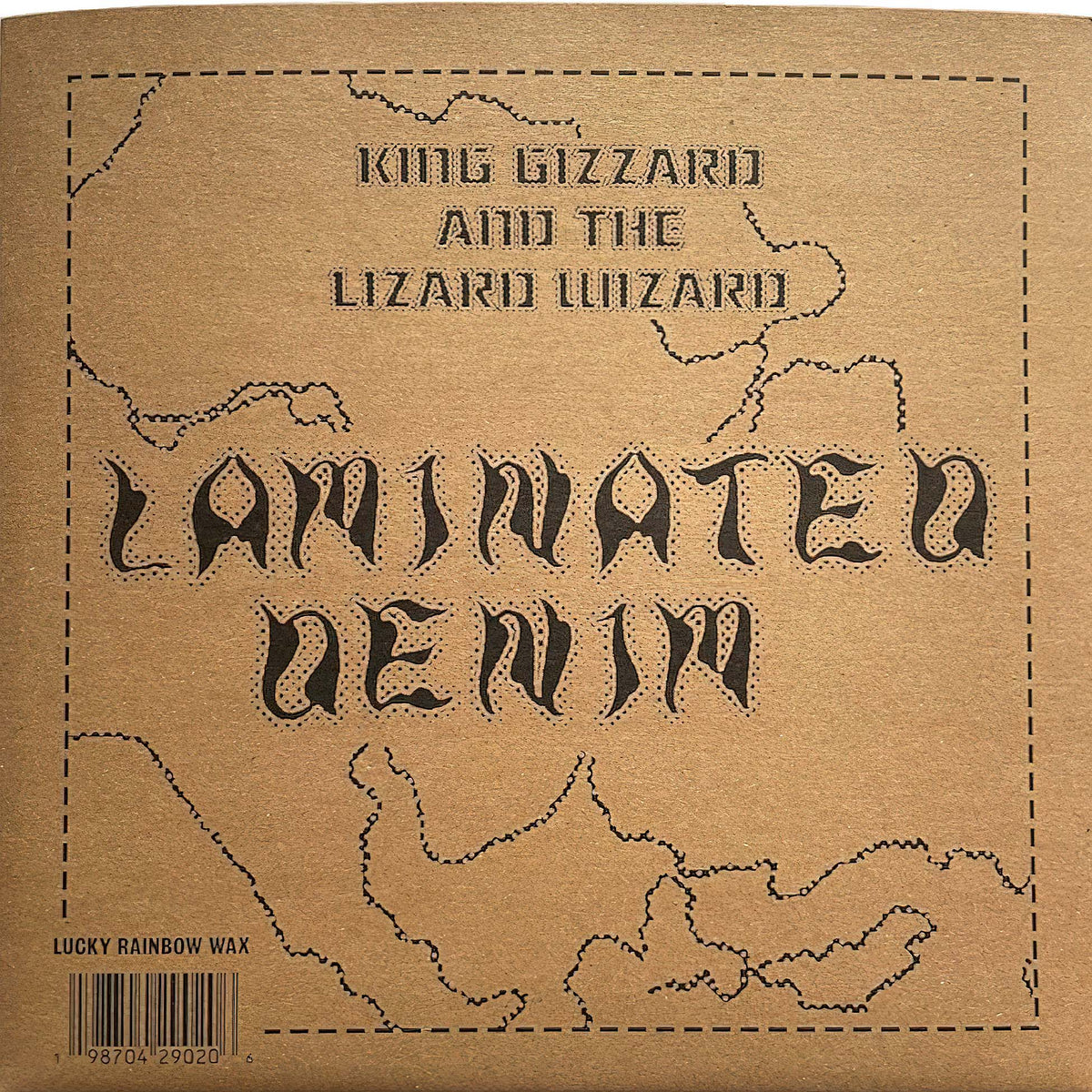 king gizzard, lizard wizard, laminated denim, paper sleeve, outer sleeve, lucky rainbow, eco vinyl, recycled vinyl, stu mackenzie, album cover, vinyl, album art, psychedelic rock, lucky rainbow wax,