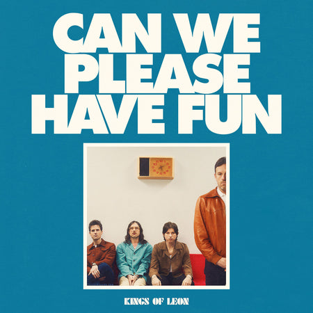 Kings of Leon Can We Please Have Fun album cover for the limited edition indie exclusive alternative rock vinyl LP pressed on opaque Apple Red Colored Vinyl.