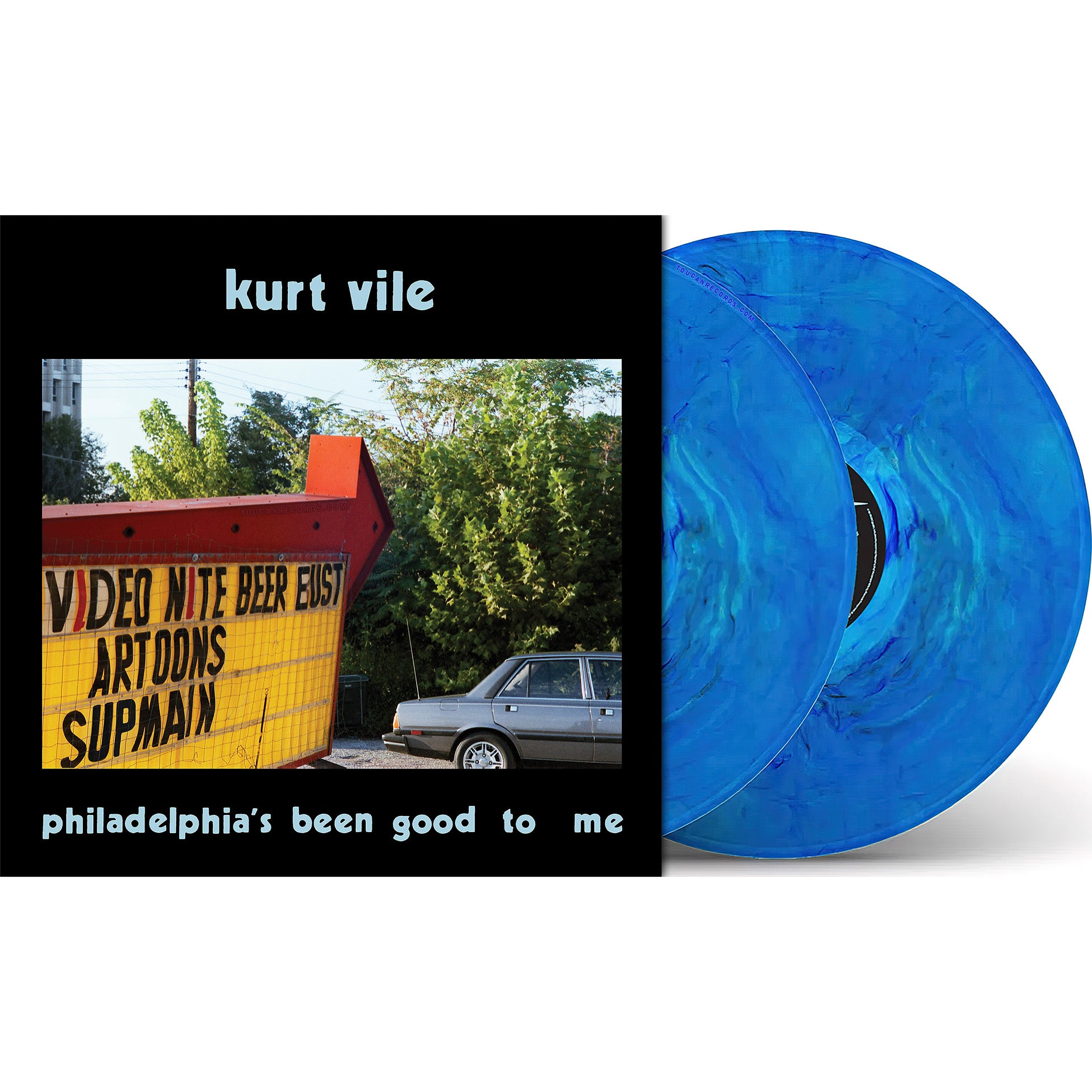 Kurt Vile Philadelphia's Been Good To Me packshot of the Schuylkill River Blue 2LP vinyl LP edition at ToucanRecords.com