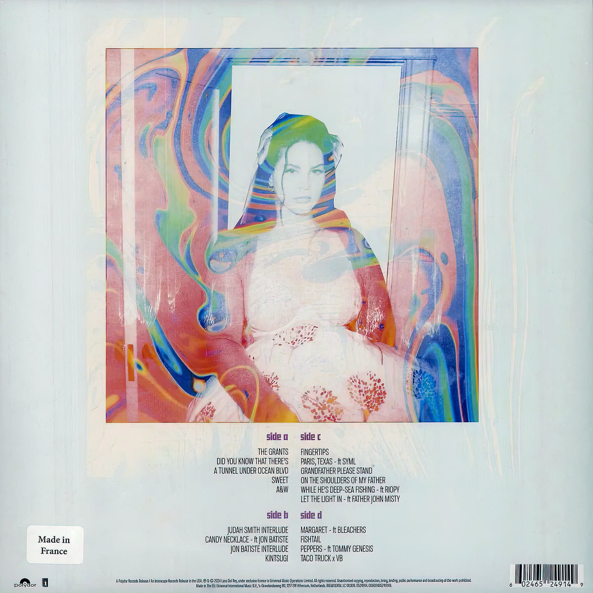 Lana Del Rey - Did You Know That There's A Tunnel Under Ocean Blvd, Coachella Edition, album back cover, limited edition orange colored vinyl gatefold & alternate artworkToucanRecords.com