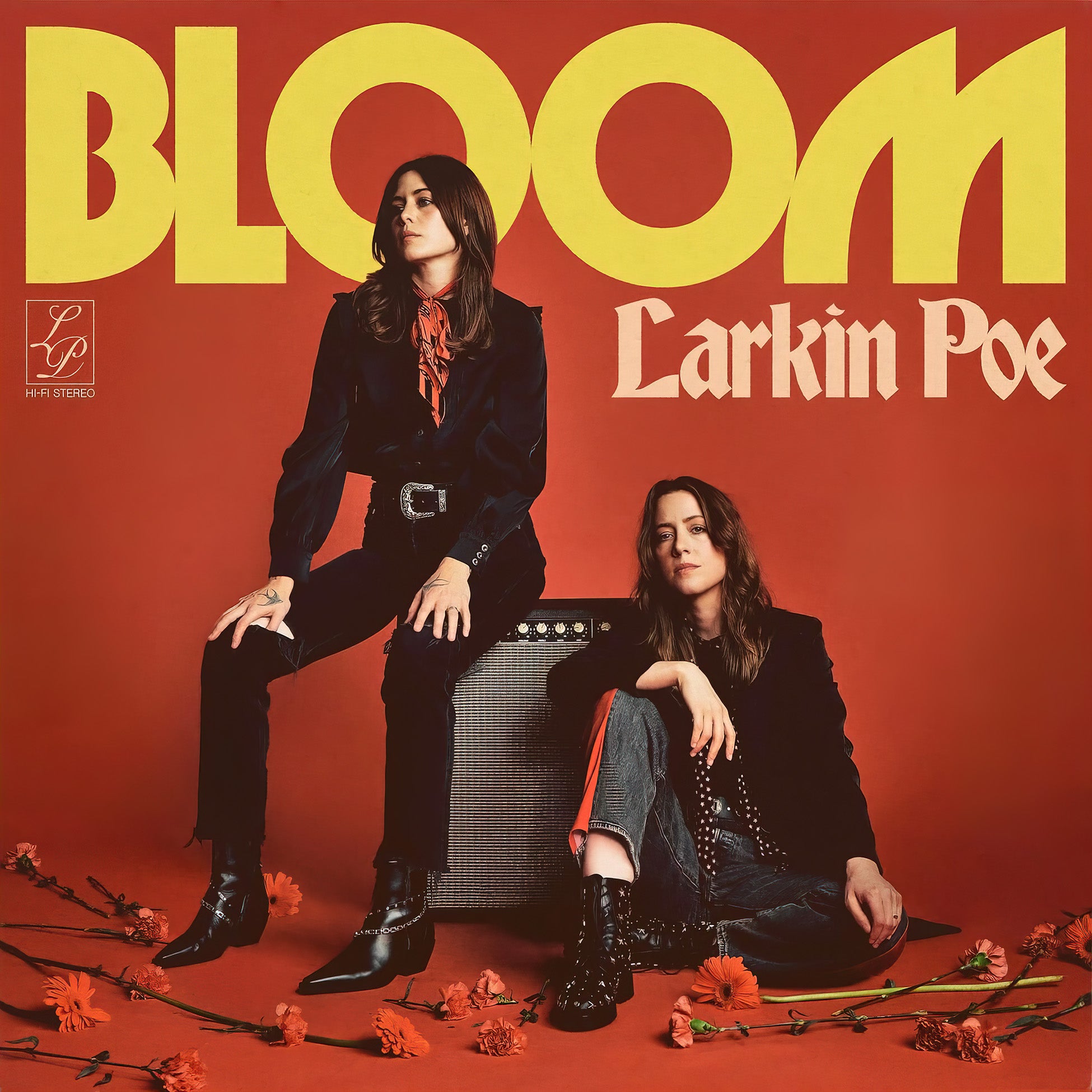 Larkin Poe – Bloom album cover, indie exclusive black splatter vinyl, blues rock with modern roots — featured at ToucanRecords.com