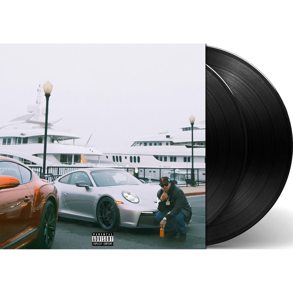 Larry June - Spaceships On The Blade packshot, black vinyl double LP, contemporary West Coast hip hop