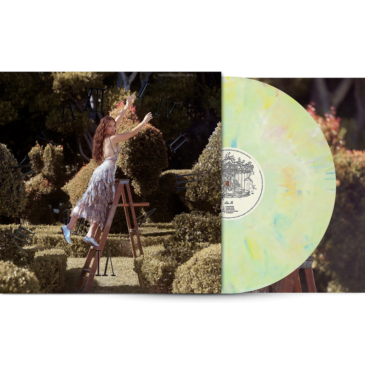 Laufey - A Matter Of Time The Final Hour packshot, watercolor marble vinyl 2LP Deluxe Edition, jazz pop / chamber pop - shop at ToucanRecords.com
