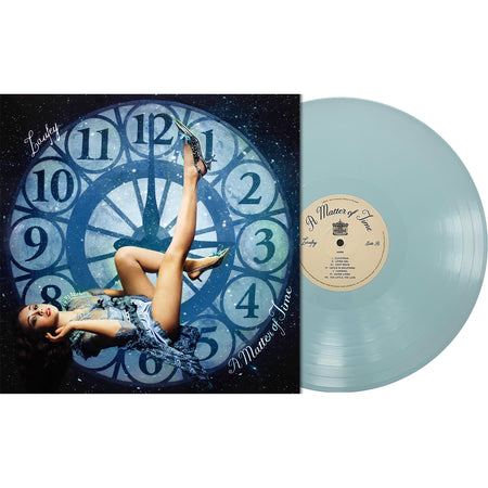 Laufey - A Matter Of Time packshot, Timeless Blue colored vinyl LP plus a black 7-inch single, contemporary jazz pop album