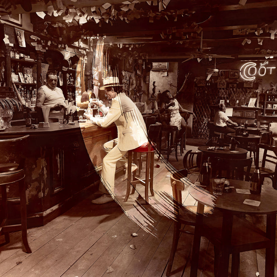 Led Zeppelin - In Through the Out Door cover art, 1979 rock LP, bar-scene artwork, collectible classic vinyl