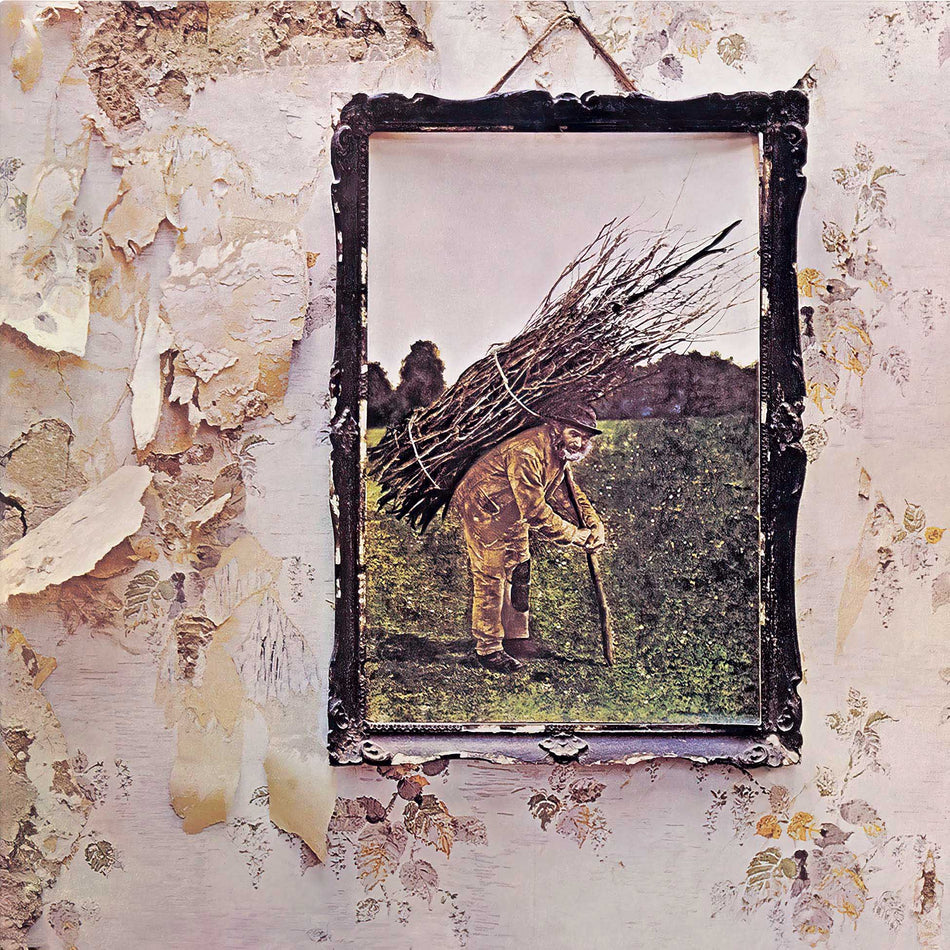 Led Zeppelin IV album cover, classic rock reissue on clear vinyl, premium gatefold with artwork