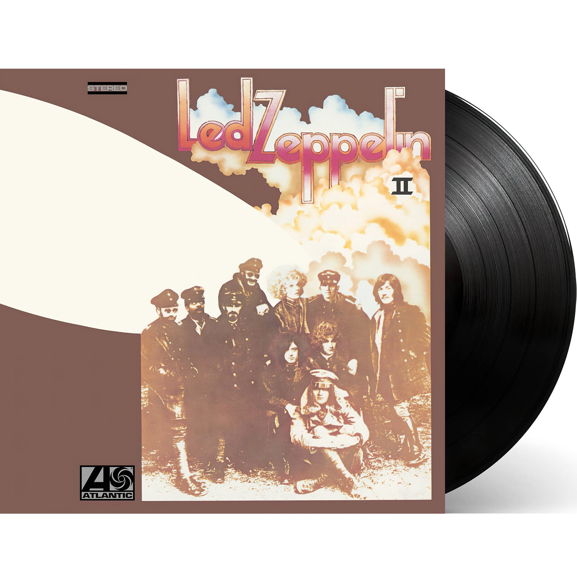 Led Zeppelin II vinyl LP packshot, black vinyl, blues rock classic with "Ramble On"
