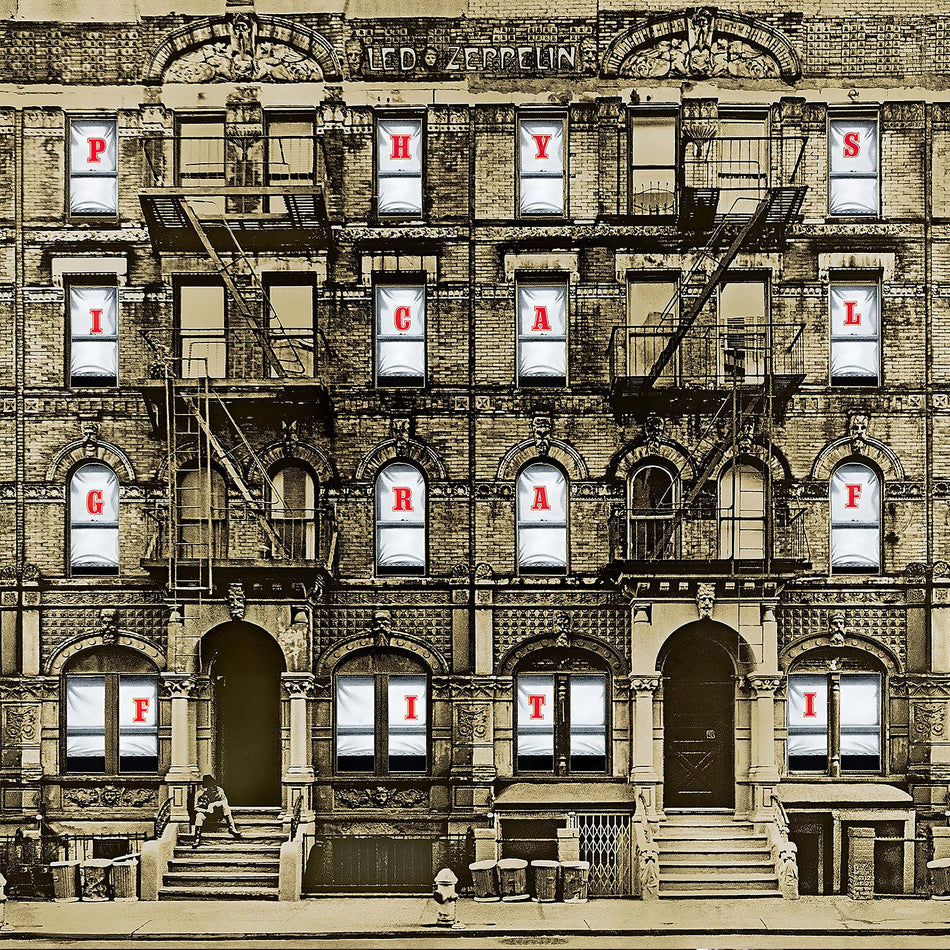 Led Zeppelin - Physical Graffiti cover art, 1975 classic rock double album, deluxe vinyl remaster