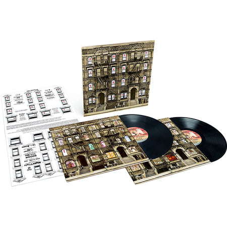 Led Zeppelin - Physical Graffiti 2 LP vinyl packshot, remastered classic rock album, collectible gatefold edition
