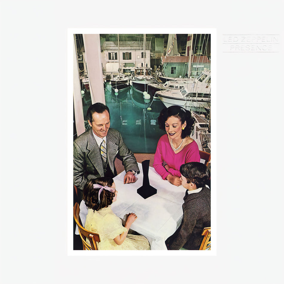 Led Zeppelin - Presence cover art, 1976 hard rock LP, iconic "object" design, remastered vinyl pressing