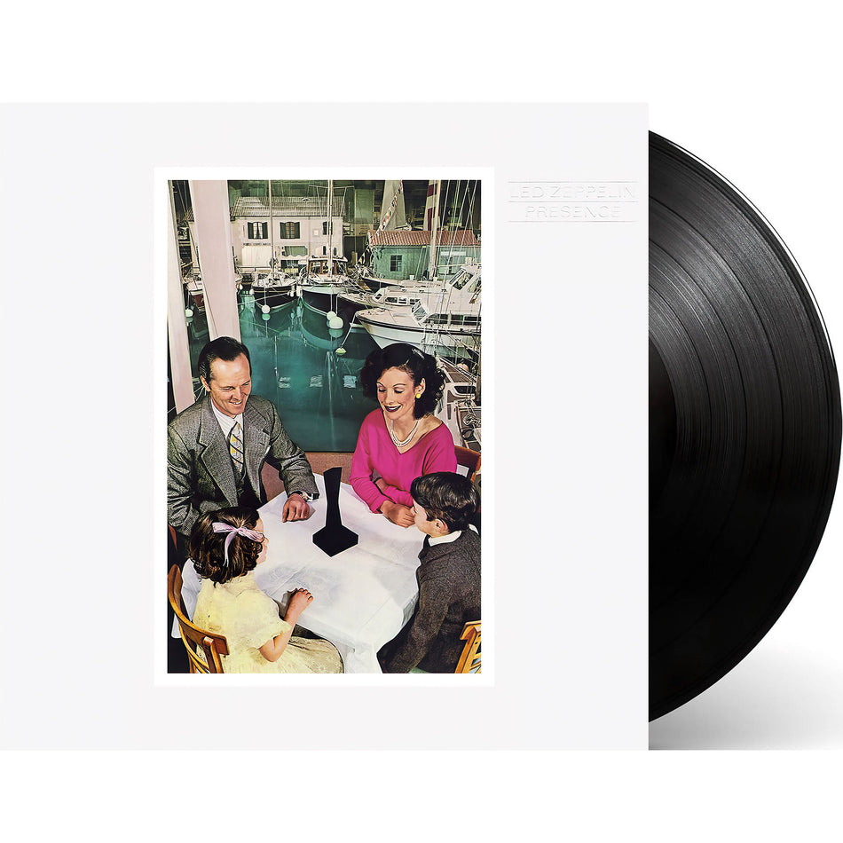 Led Zeppelin - Presence 180g vinyl packshot, classic hard rock album, collectible analog reissue