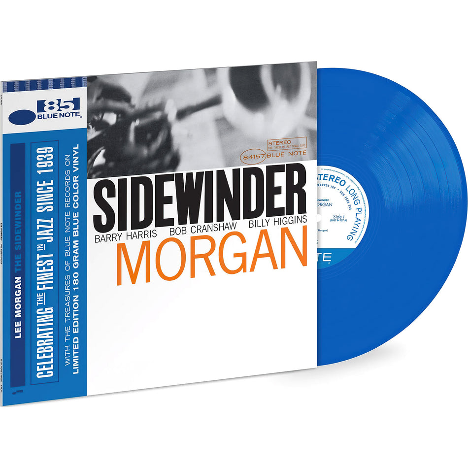 Lee Morgan - The Sidewinder vinyl packshot, soulful hard bop jazz reissue, translucent blue vinyl pressing