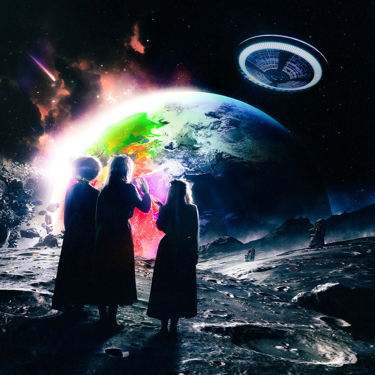 Lil Uzi Vert - Eternal Atake album cover, blue galaxy vinyl 2LP, 2020 trap hip-hop release, cosmic cover with spaceship UFO