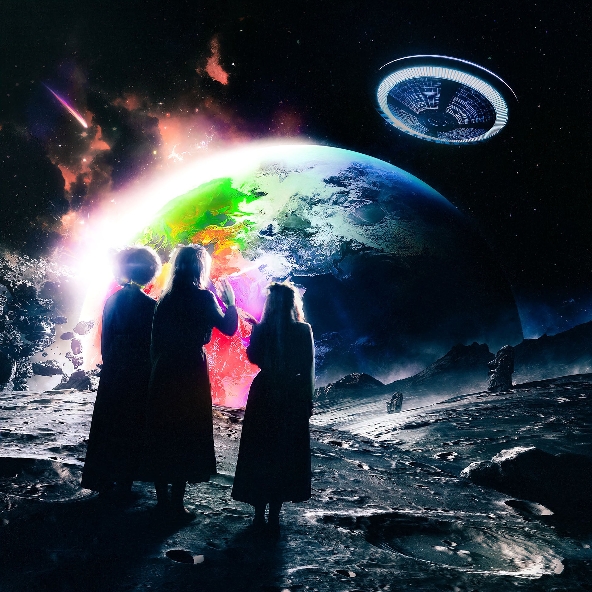 Lil Uzi Vert - Eternal Atake album cover, blue galaxy vinyl 2LP, 2020 trap hip-hop release, cosmic cover with spaceship UFO