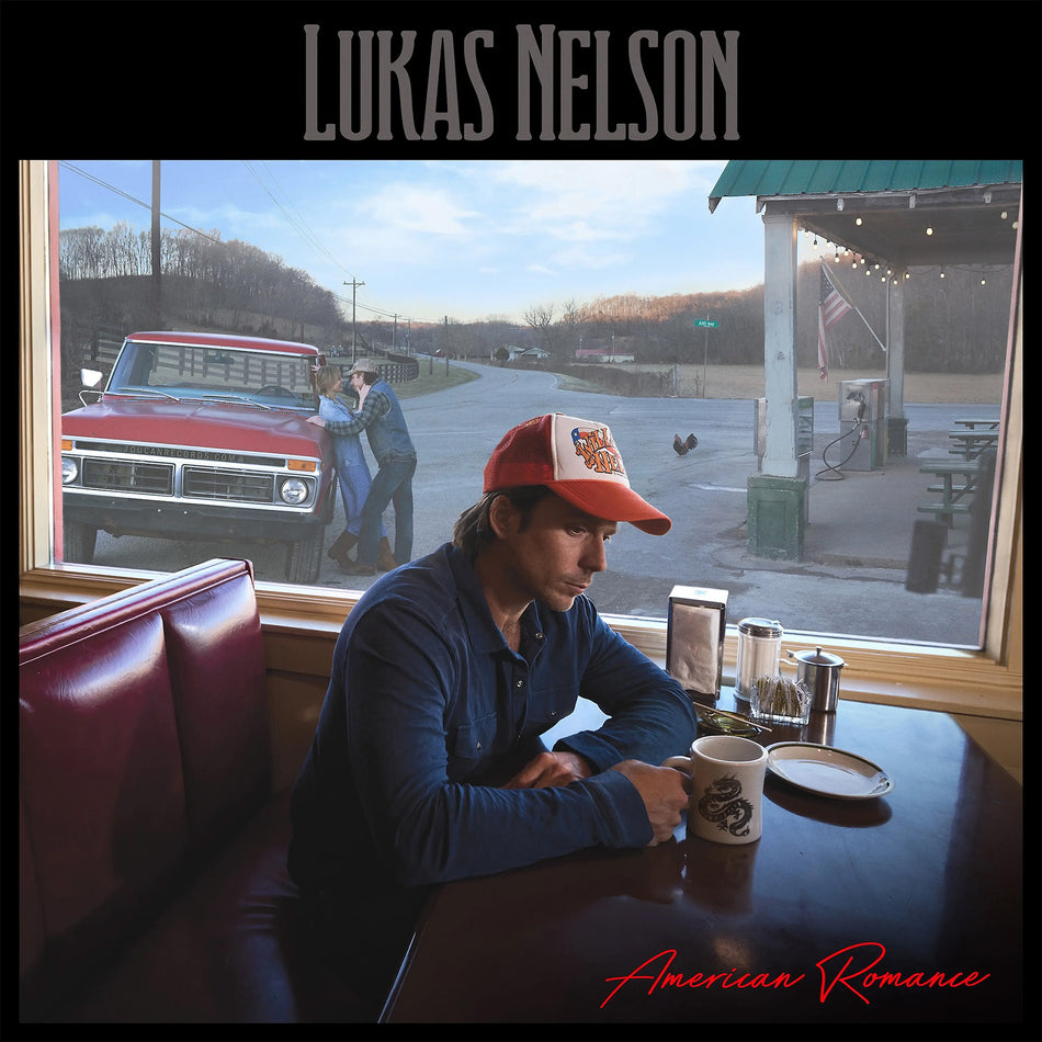 Lukas Nelson American Romance vinyl LP album cover for the black and white split colored vinyl edition featuring "American Romance" and "Ain't Done."