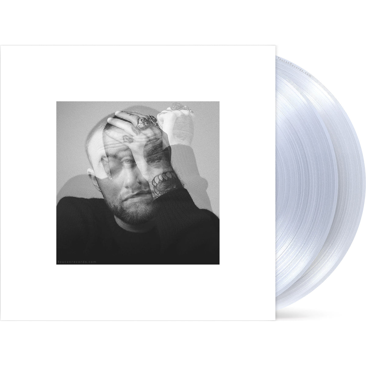 Mac Miller Circles clear vinyl 2LP packshot available at ToucanRecords.com with folded poster insert