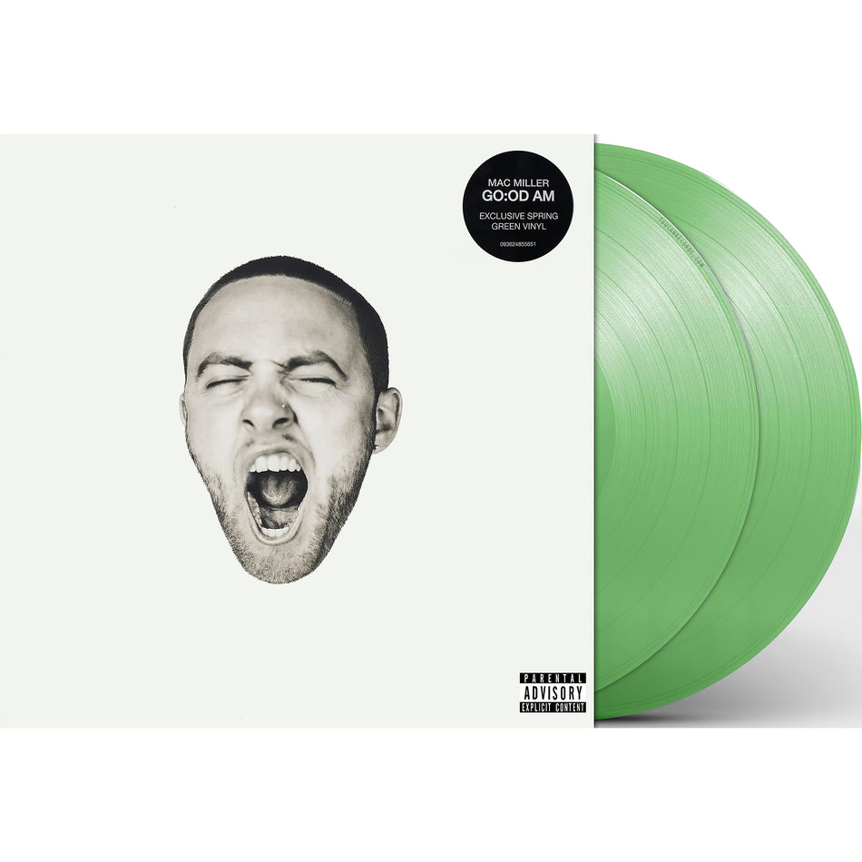 GO:OD AM spring green vinyl packshot, Mac Miller 2LP, indie exclusive pressing, 2015 platinum album