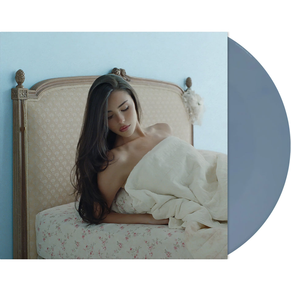 Madison Beer Locket vinyl packshot, limited edition dusty blue vinyl LP with gatefold jacket and alternate cover