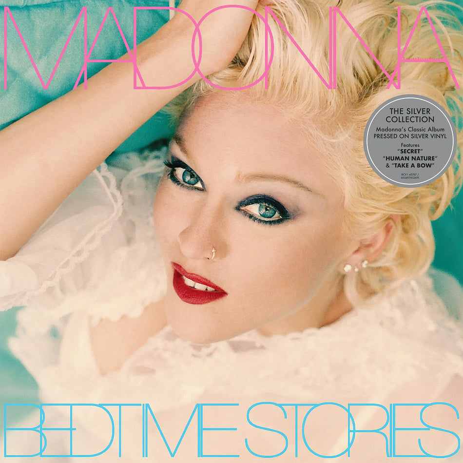 Madonna - Bedtime Stories album cover, silver vinyl LP, Silver Collection with poster from ToucanRecords.com