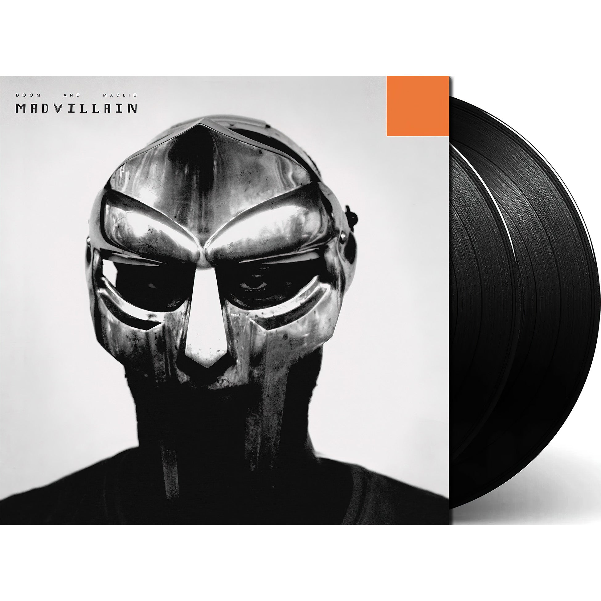 Madvillain Madvillainy vinyl packshot, 2LP black vinyl edition with original gatefold artwork and spine markings from Stones Throw Records