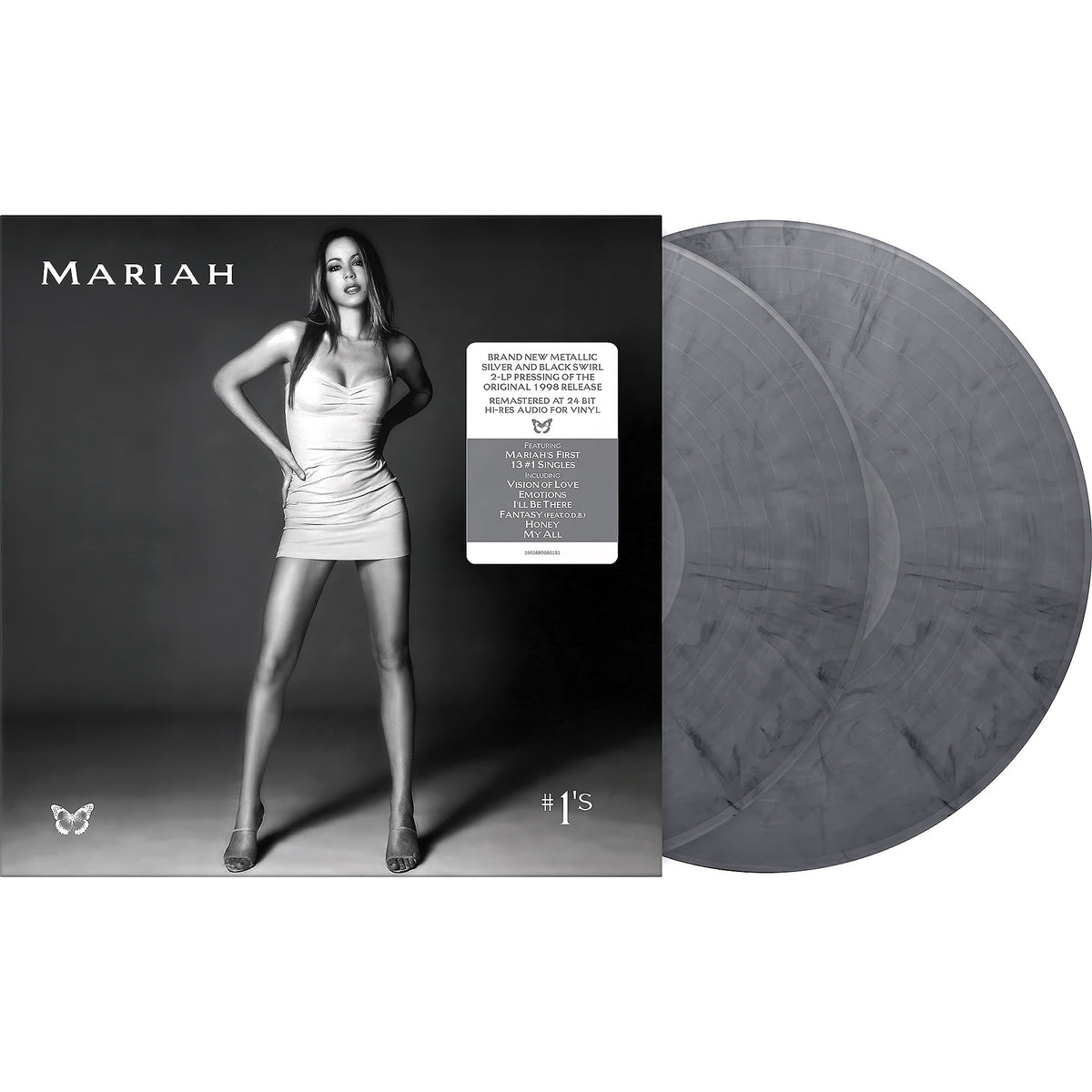Mariah Carey, #1's, number ones, greatest hits, 2 LP, Metallic Silver, Black Swirl, Vinyl, cover, album, packshot