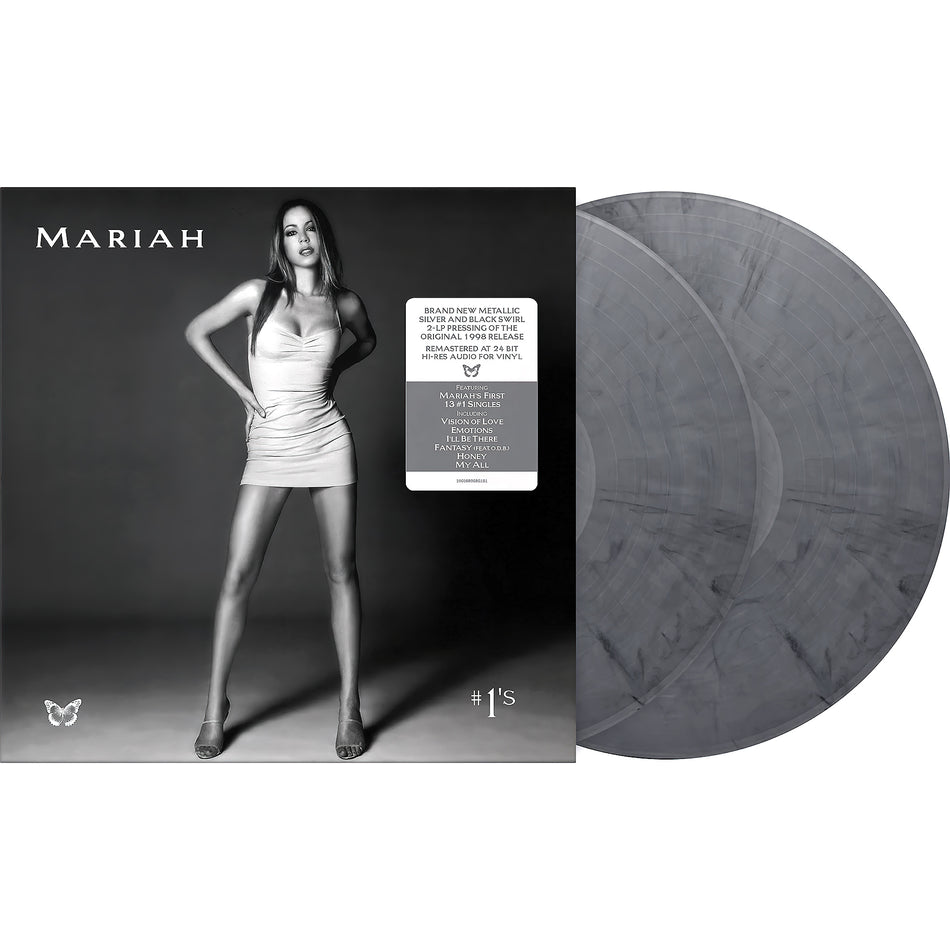 Mariah Carey, #1's, number ones, greatest hits, 2 LP, Metallic Silver, Black Swirl, Vinyl, cover, album, packshot