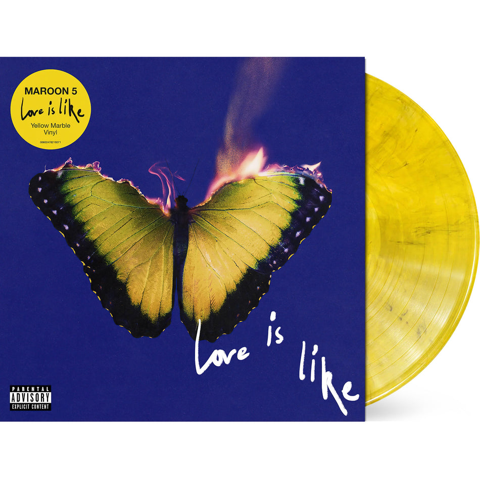Love Is Like packshot, yellow marble pressing, pop rock 2025 – available now from ToucanRecords.com