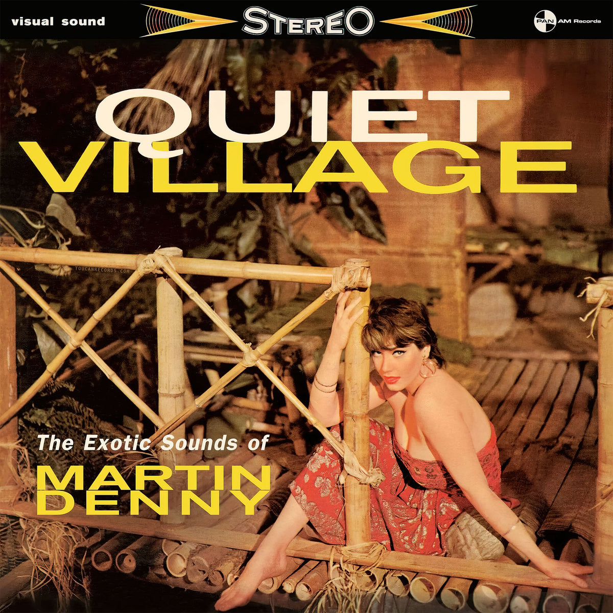 Martin Denny Quiet Village 180g black vinyl LP album cover for the limited edition Spain import edition with 5 bonus tracks.