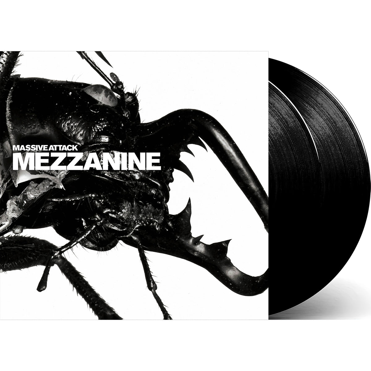 Massive Attack Mezzanine packshot, 180g black vinyl pressing, Bristol trip-hop masterpiece