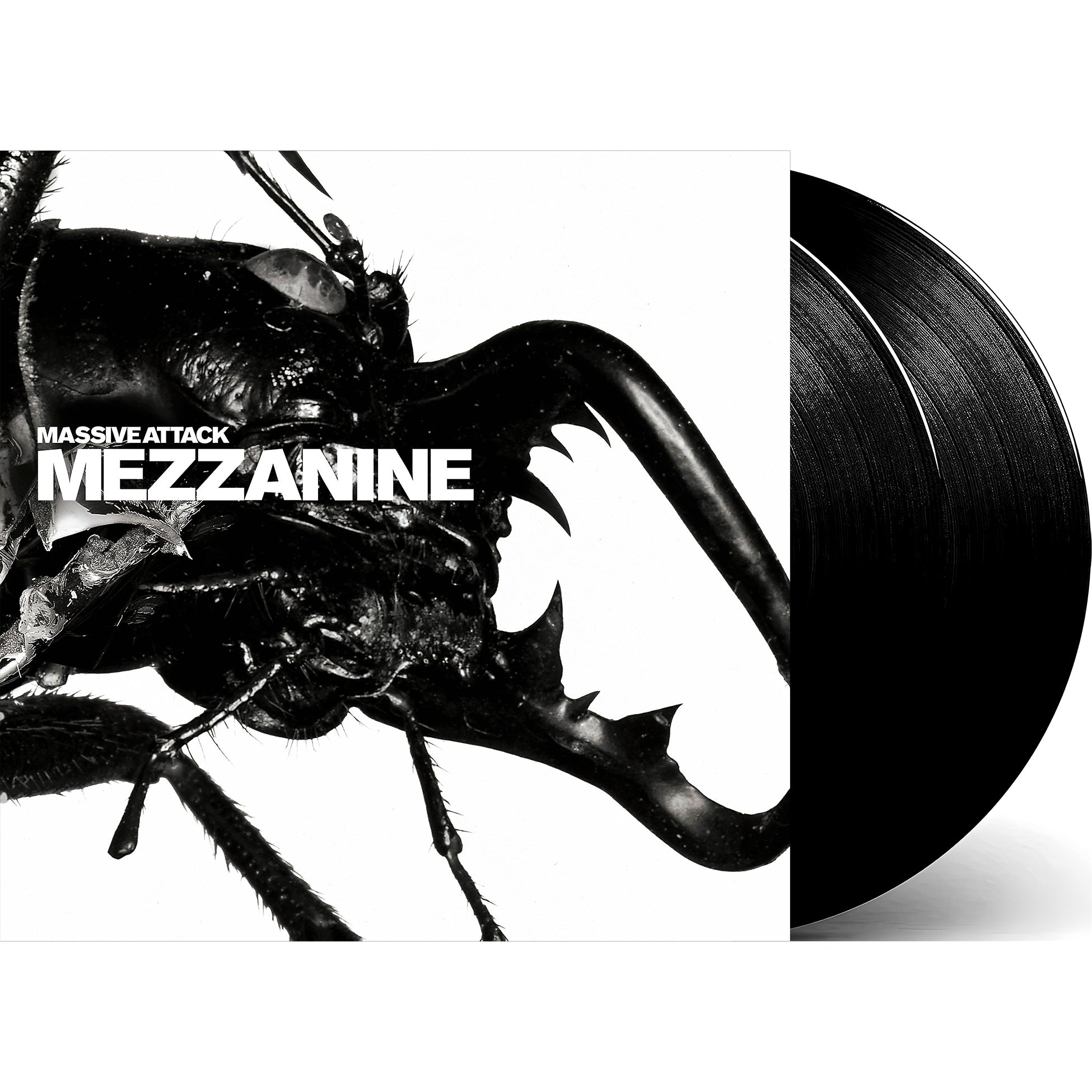 Massive Attack Mezzanine packshot, 180g black vinyl pressing, Bristol trip-hop masterpiece