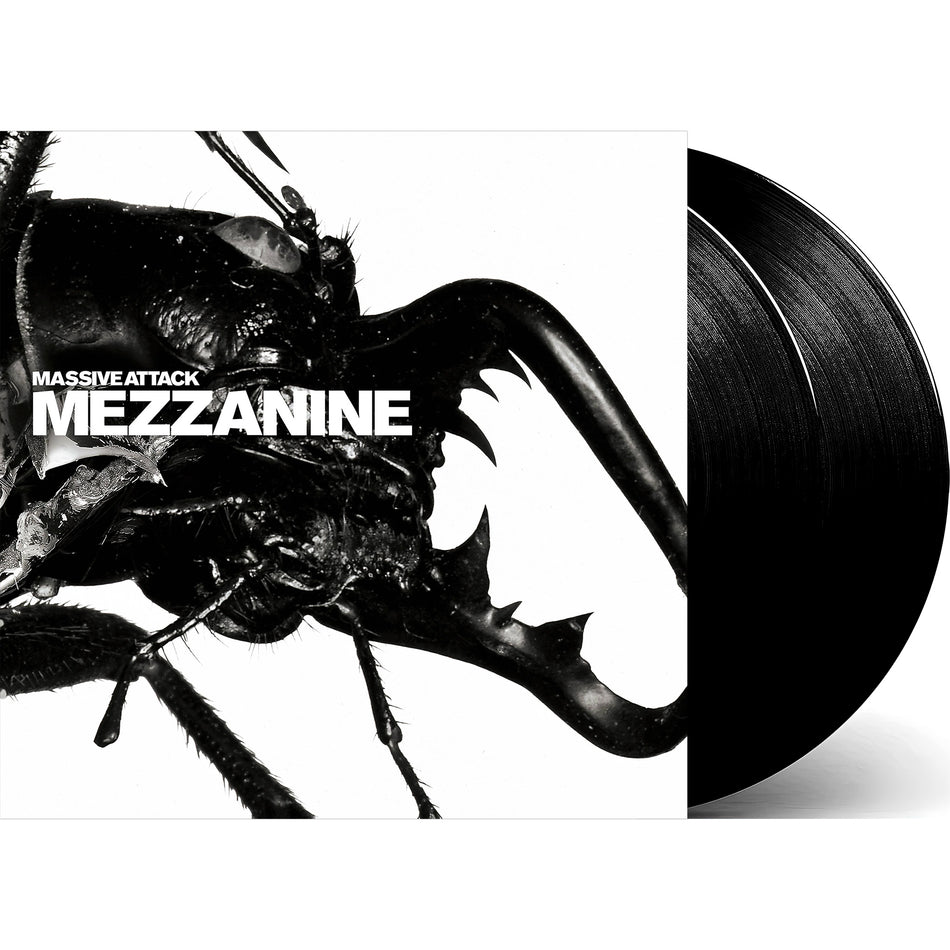 Massive Attack Mezzanine packshot, 180g black vinyl pressing, Bristol trip-hop masterpiece