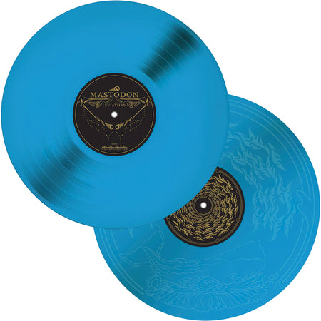 Mastodon Leviathan image showing 2LP sky blue vinyl album discs, limited edition deluxe gatefold packaging. Find it at ToucanRecords.com