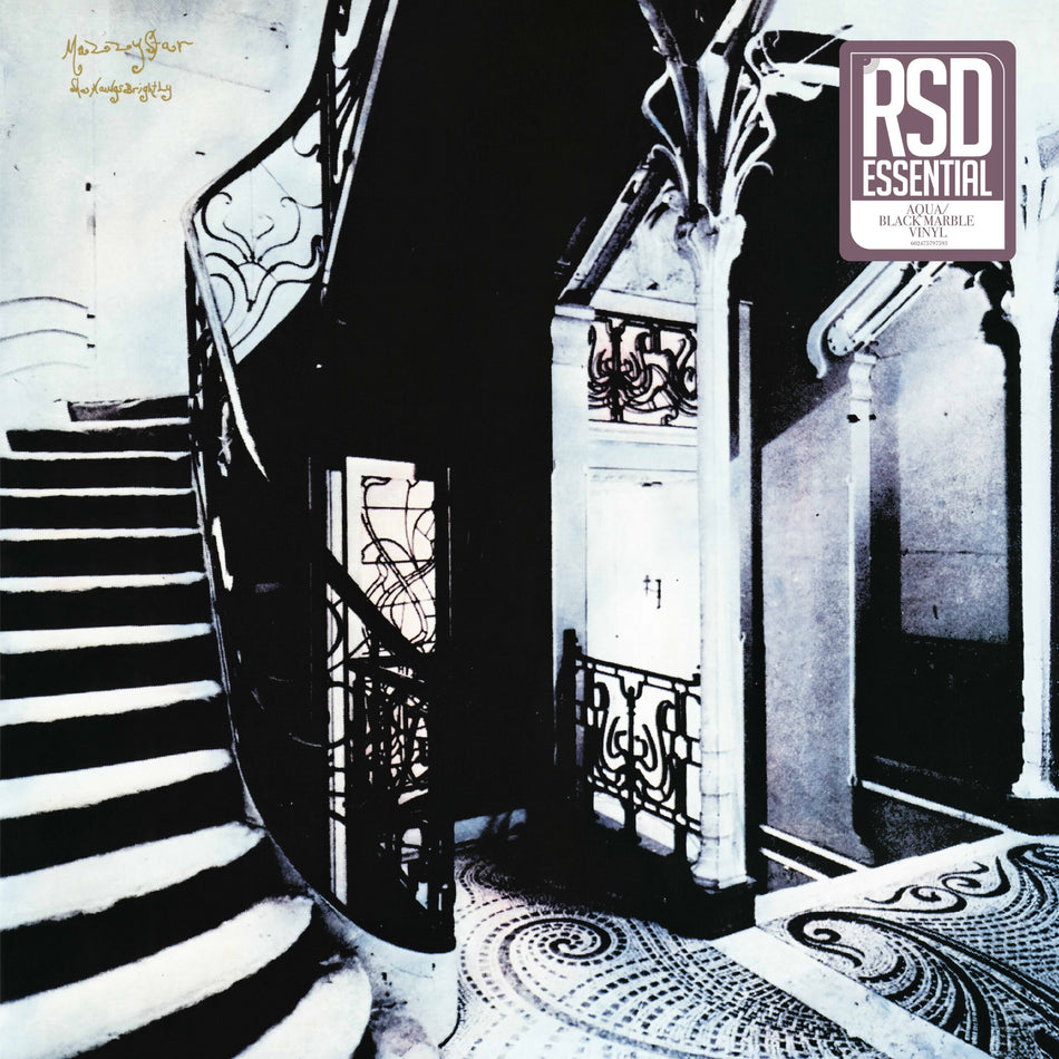 Mazzy Star - She Hangs Brightly album cover, aqua and black marbled vinyl, RSD Essential limited edition. Available at ToucanRecords.com