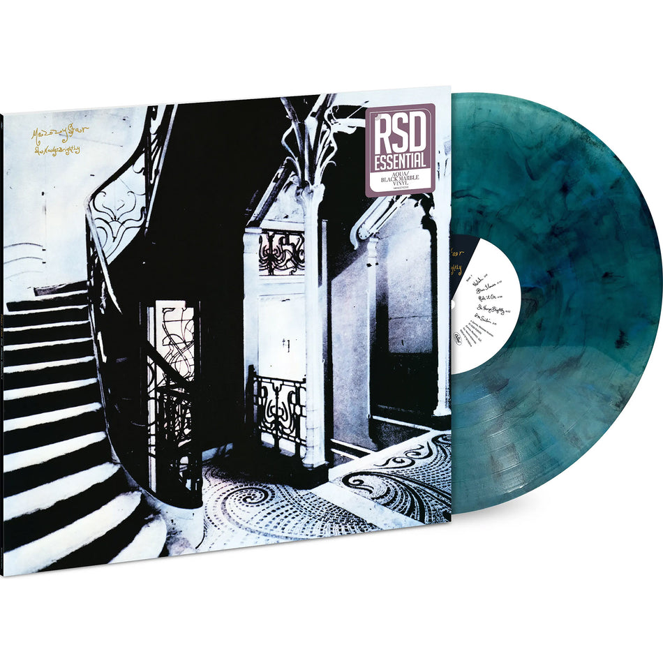 Mazzy Star - She Hangs Brightly packshot, aqua black marble vinyl pressing, Capitol Records RSD Essential at ToucanRecords.com