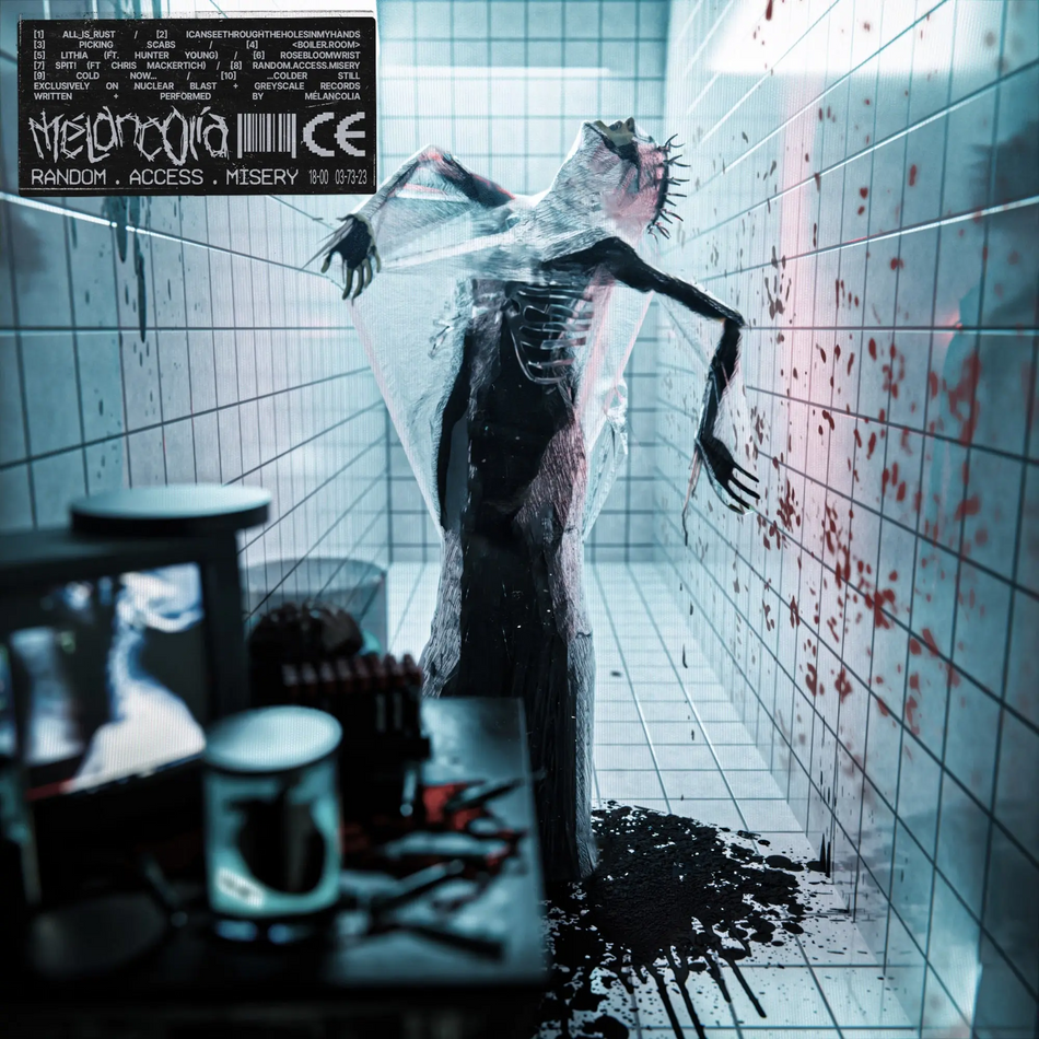 Melancolia - Random.Access.Misery album cover, turquoise blue red black splatter vinyl, post-metal / extreme metal