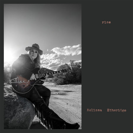 Melissa Etheridge Rise album cover art for tan smoke vinyl LP with gatefold jacket and printed inner sleeve details