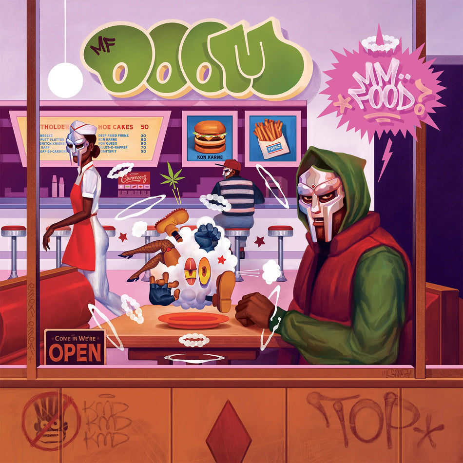 MF DOOM - MM..Food album cover, 2LP Sweet Tart pink & blue marbled vinyl, 20th Anniversary Edition